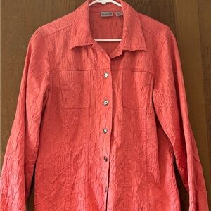 Chico's Coral Button-Down Women's Shirt/Light Jacket